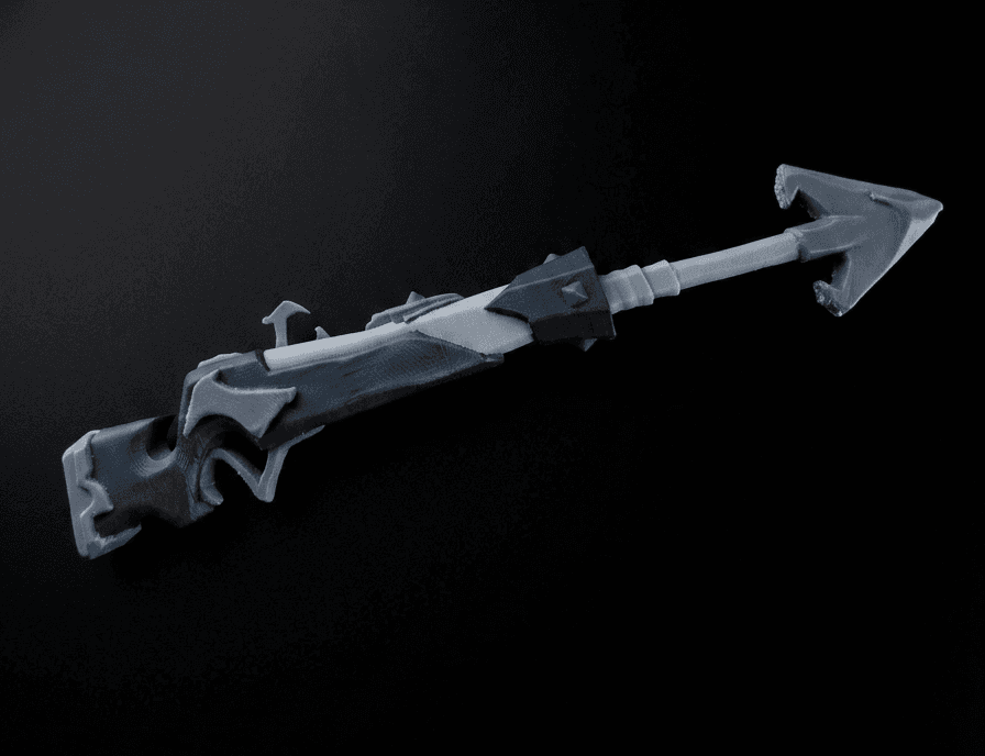Fusil à grappin d’obsidienne, vue 2 — impression 3D, La Cale aux Trésors